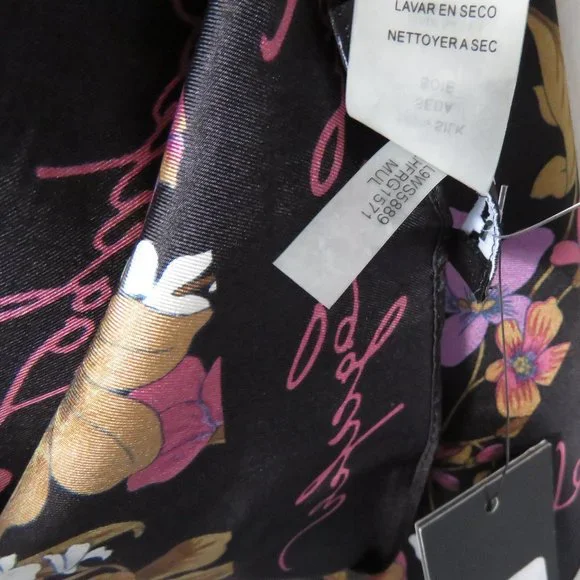 Karl Lagerfeld Black Silk Floral Scarf/Wrap - Picture 6 of 13